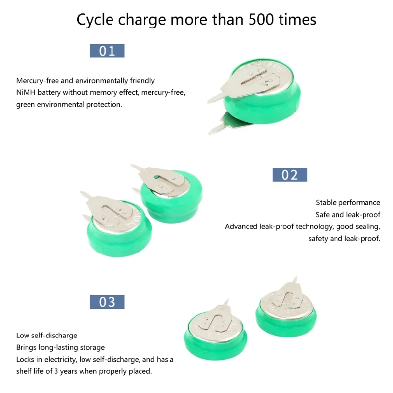 Long lasting 1.2V 80mAh Coin Cell 10 NiMh Rechargeable Batteries for Electric Toy Solar Equipment Calendar