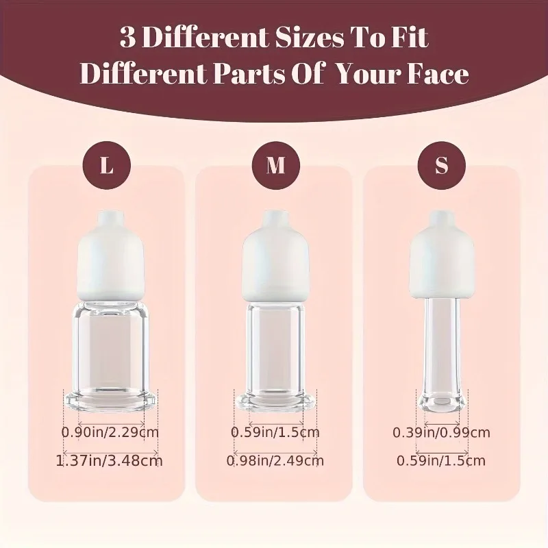 Ventosas faciais elétricas, ferramentas de ventosas faciais, massagem para olhos, pescoço, bege claro, cuidados, ventosas a vácuo de 3 tamanhos