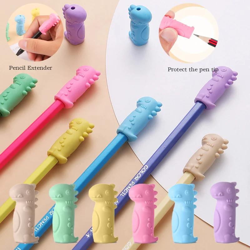 

50 шт., ластик в форме динозавра с рисунком, колпачок для карандашей, защита от падения и обростания, для защиты наконечника ручки, удлинитель карандаша