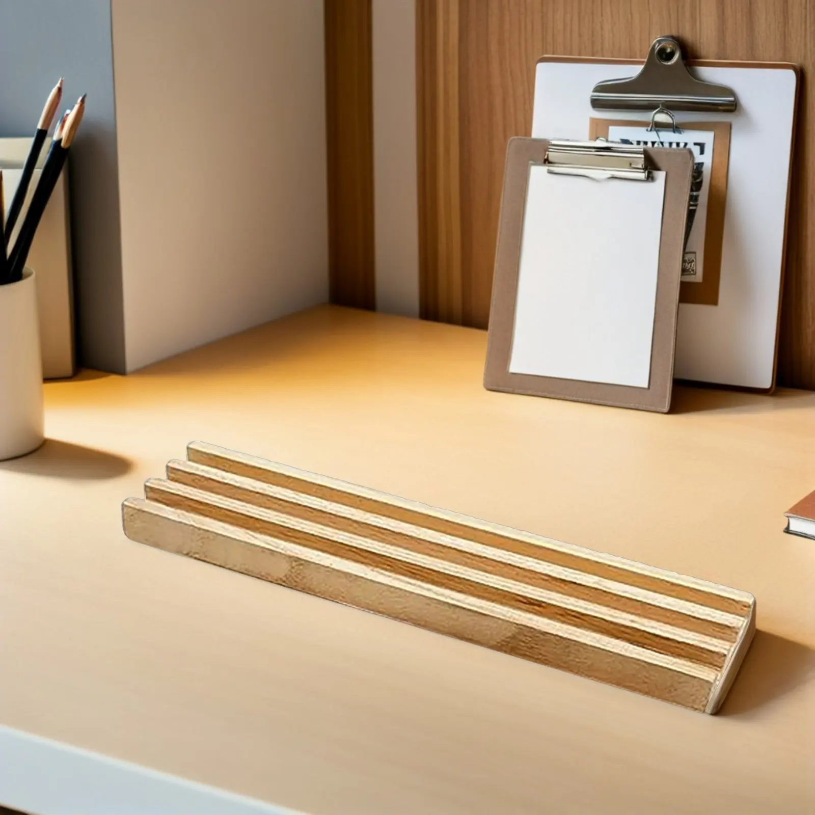 

Wooden Domino Base Solid Natural Wood Domino Racks for Tiles and Cards Non-Slip Surface Oblique View Design Multi-Function