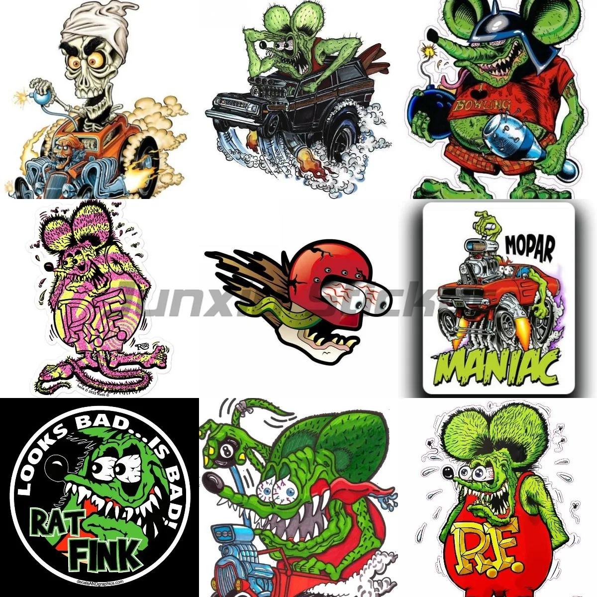 Rat Fink Scratch-Proof Car Sticker Motorcycle Motorcycle Bicycle Scooter Kayak Surfboard Decal Waterproof Sunscreen Car Decor