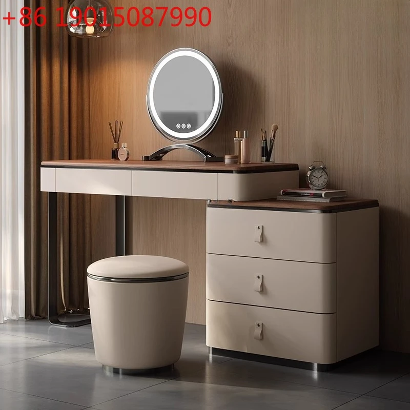 

Italian solid wood dresser three-bucket cabinet integrated retro style high-end makeup table