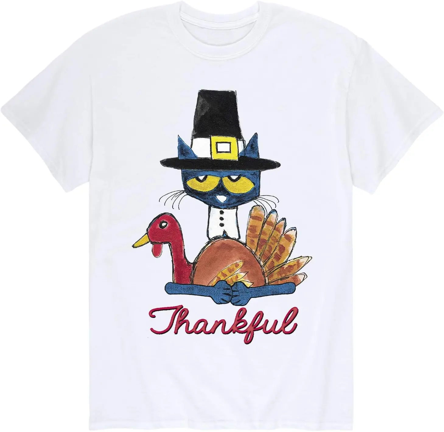 Instant Message Thankful Turkey Hug Adult - Men's Short Sleeve Graphic T-Shirt