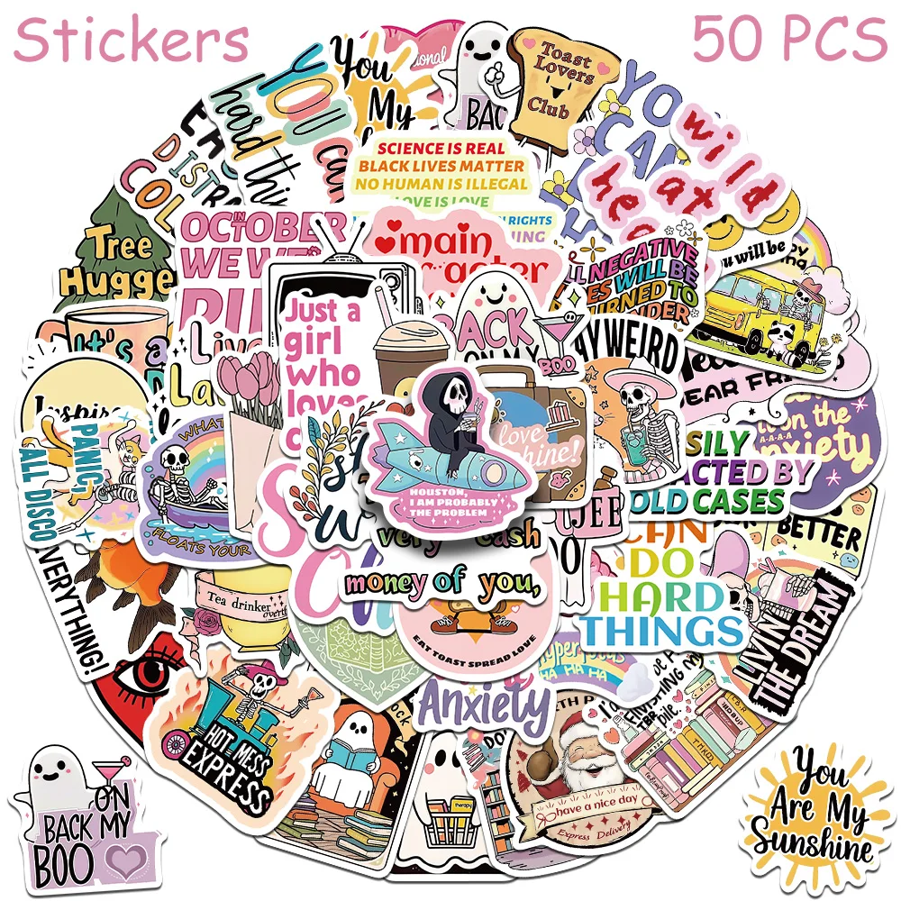 

50pcs Cartoon Graffiti Stickers Decals For Laptop Notebook Refrigerator Skateboard Guitar DIY Aesthetic Waterproof Stickers