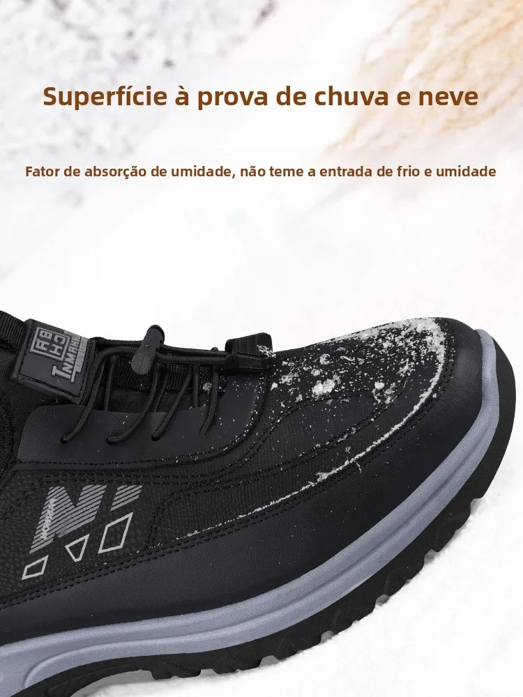 老北京布靴-2025年新作-冬用-厚手-暖かい-防水-ダッドシューズ-綿靴-裏起毛-カジュアル-ローヒール-スリッポン