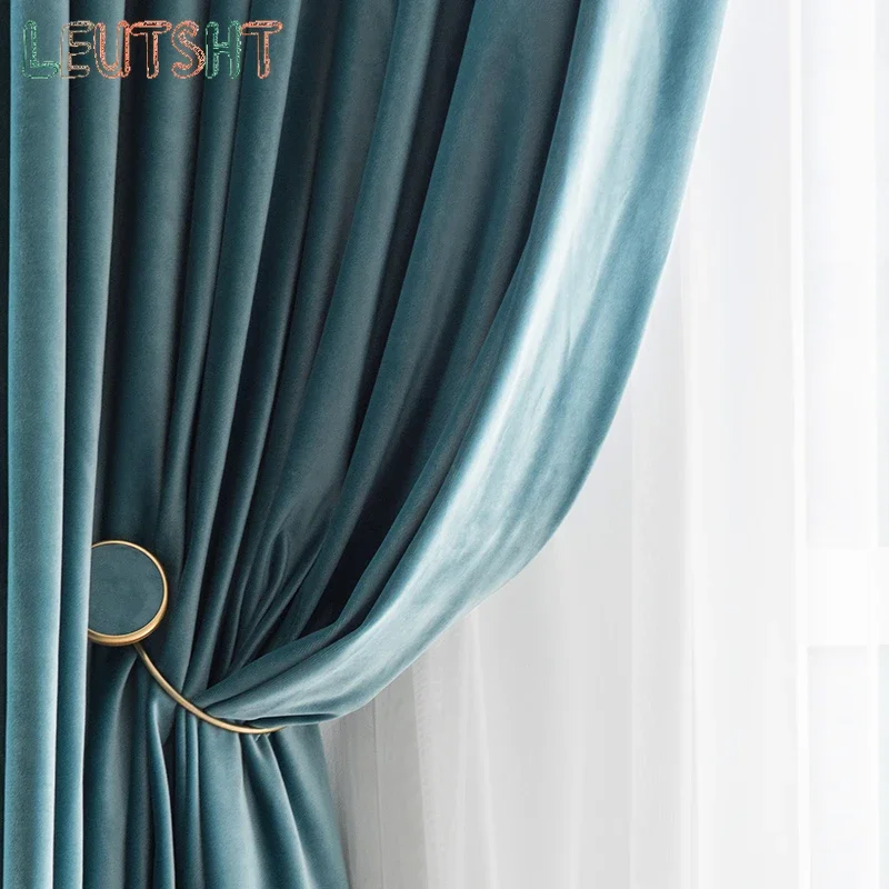 

Custom Size Nordic Curtains for Living Room Bedroom Light Luxury Velvet Curtain Morandi Color Modern Window Home 1pc