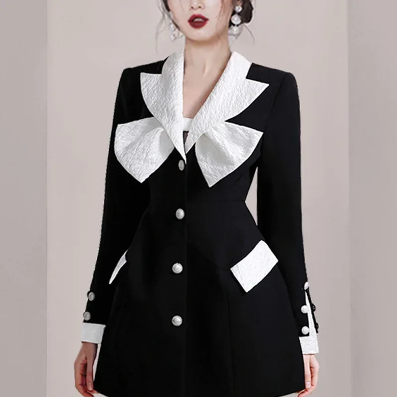 White Black Women Suits 1 Piece Blazer Long Jacket Skirt Formal Office Lady Business Work Wear Fashion Girl Coat Prom Dress