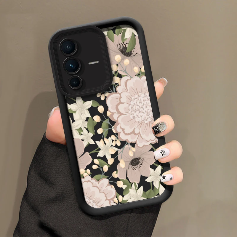 زهرة سيليكون جراب هاتف ل Vivo V60 V27 V25 V23 V23E V50 V40 Pro V30 SE V30E V29E V29 V27E ماتي رشاقته واقية الوفير #4