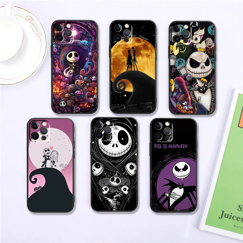 Skull Jack Dark Parody Cartoon For iPhone 15 14 13 12 11 XS XR X 8 7 SE Pro Max Plus Mini Black TPU Phone Case