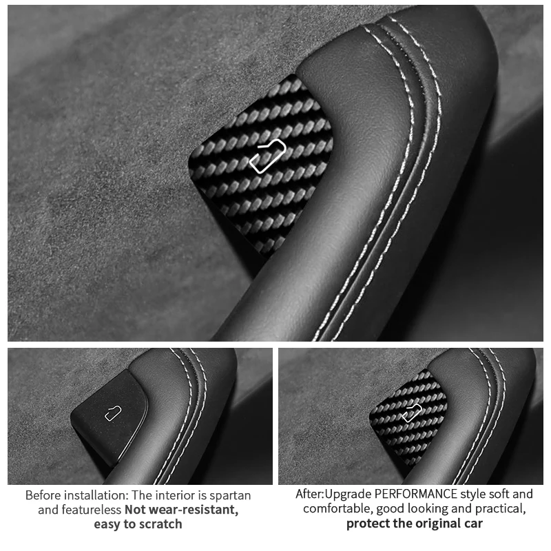 Carbon Fiber For Tesla Model 3 (2024-)/ Model Y (2025-) Car Door Switch Button Anti Scratch Trim Sticker Interior Accessories