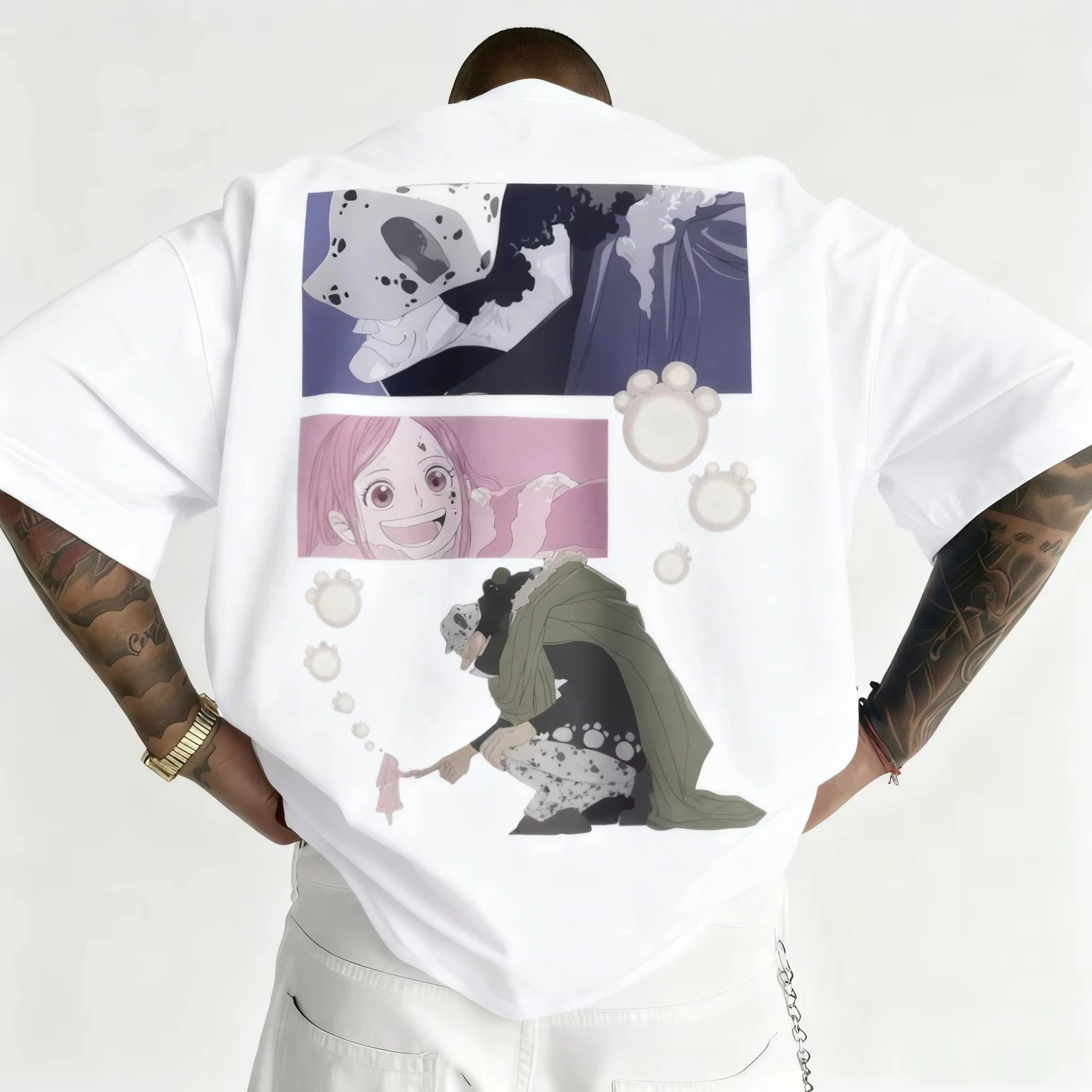 One Piece Herren-T-Shirt Bartholomew Kuma Jewelry Bonney Anime-T-Shirt Sommer Frühling Jungen Nischen-Kurzarmshirt Eltern-Kind-Outfits – Detail 4