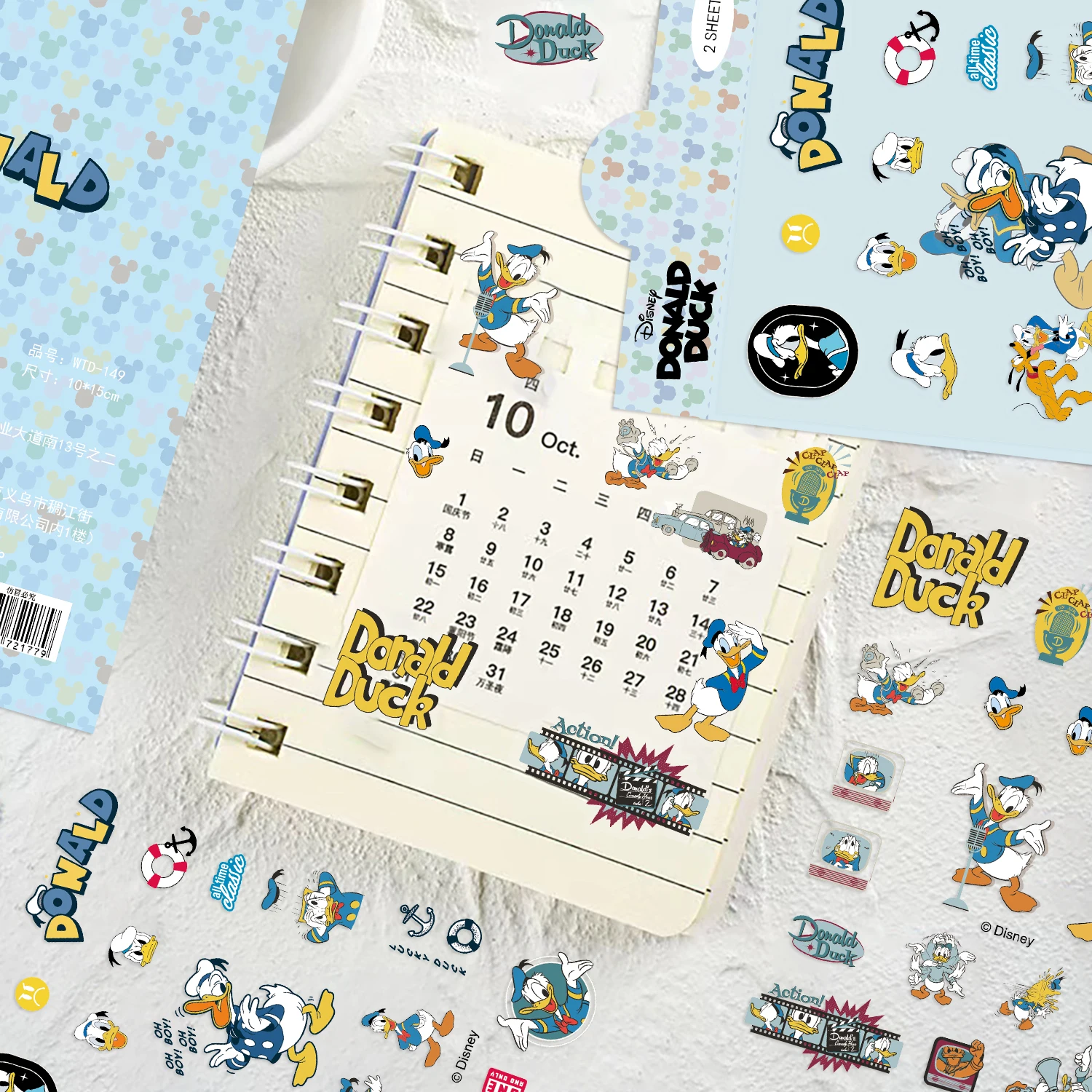 2 قطعة ملصقات دونالد داك ديزني أنيمي Kawaii شفافة PET ملصق مائي للأطفال DIY دفتر الدراجة الهاتف سيارة ملصق جمالي لعبة