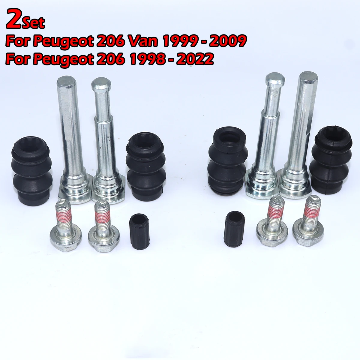 

2Set Front Rear Brake Caliper Slider Guide Pins Bolt Kit For Peugeot 206 1998-2022 Van Left Right Disc Housing Rubber Bellows