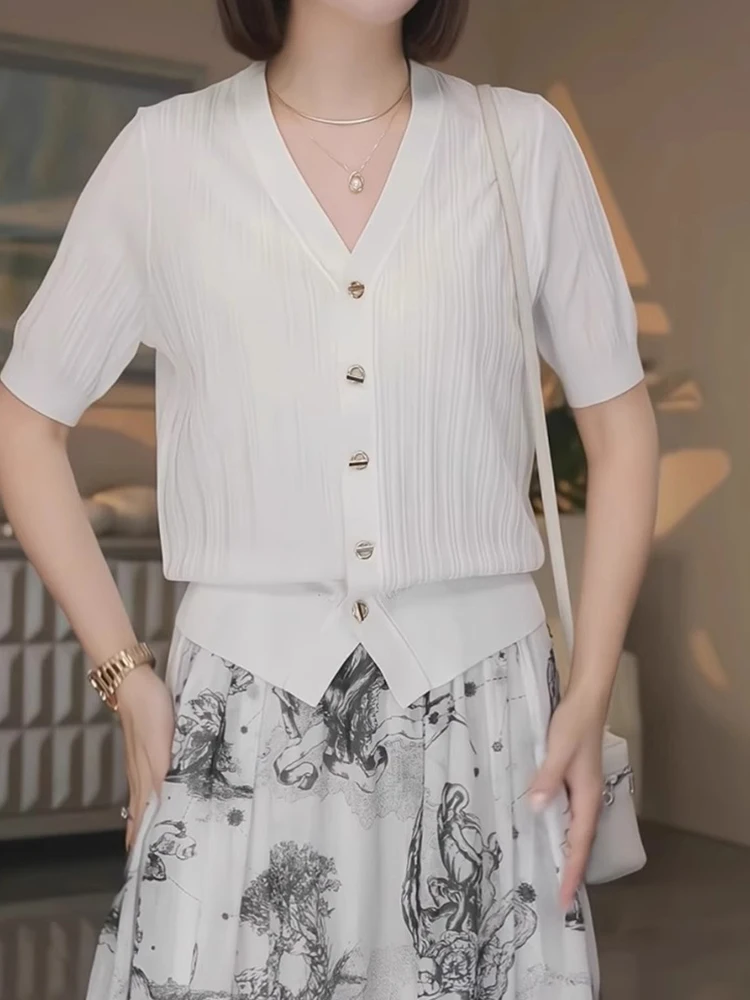 Ele V-Ne Gebreid Open Vest Met Enkele Knop Zomer Nieuwe Faion High-End Sensation Inner Wear Pure Color Top Dames Si...