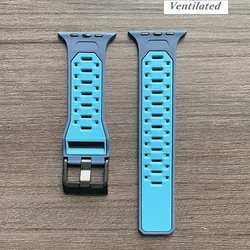 Soft Silicone Bands for Apple Watch Band Ultra 2 49mm Series 9/8/7 45mm Ventilated Wide Strap for iWatch SE/6/5/4 44mm 3/2 42mm