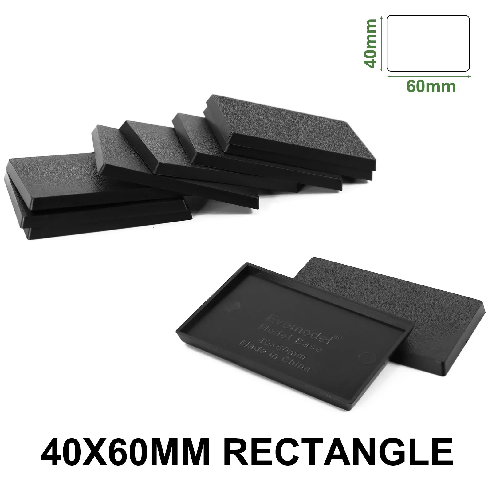 Evemodel 40X60MM Rectangle Bases Black for Wargames Military Simulation Scene MB4060