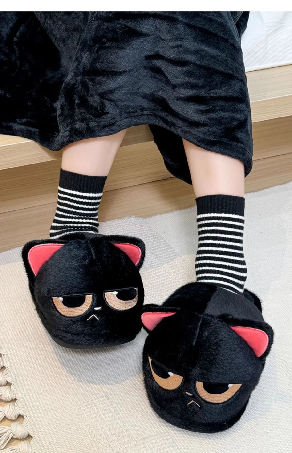 Neue lustige Kätzchen-Hausschuhe für Damen, Winter-Tier-Designer-Slides, Hausschuhe, Heim-Slipper, Damen-Big-Head-Katzen-Flipper-Bodenschuhe – Detail 14