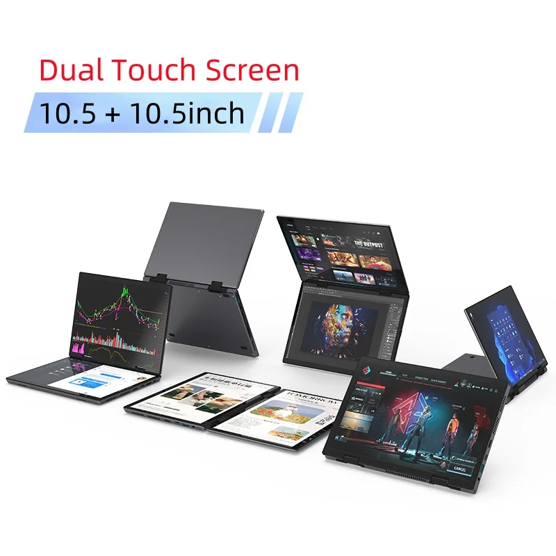 10.5“+10.5” touch Dual Screen Laptop Intel N95 Processor  Gaming Laptop DDR4 16GB/32GB 128G - 1TB SSD Notebook Computer