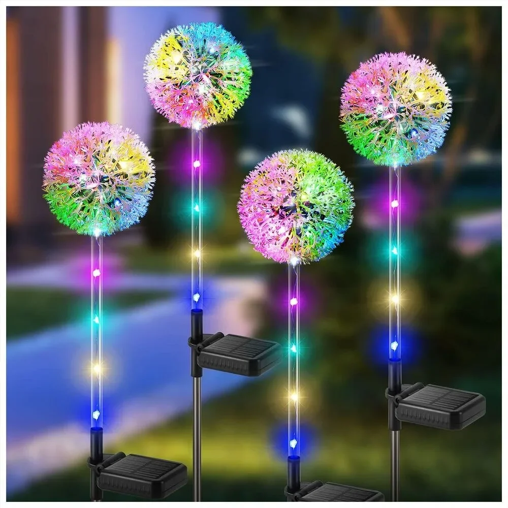 

2pcs Dandelion Solar Powered Garden Light Outdoor LED Flower Landscape Lamp Waterproof Stake Lights for Lawn Yard Decor