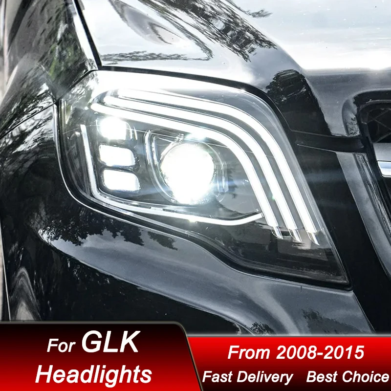 

Автомобильный Стайлинг фар для Mercedes-Benz GLK 2008-2015 Maybach стиль полностью светодиодные фары в сборе, комплект аксессуаров для линз проектора