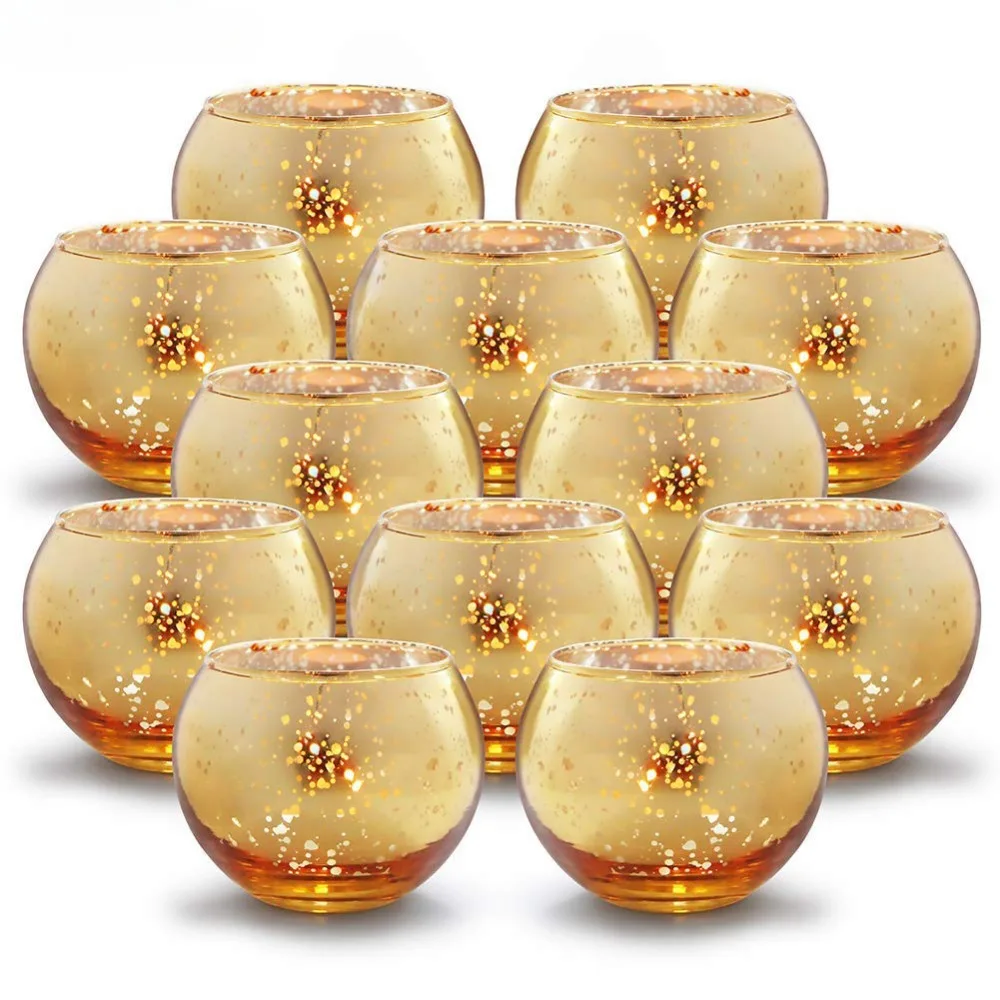 Luxury Mercury Glass Tealight Candle Holder Romantic Round Globe Votive Holders for Wedding Centerpiece Table Party Home Decor