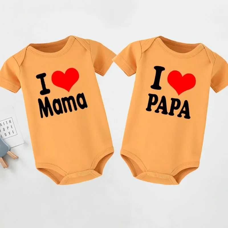 Love Mama/papa Rompers for Baby Infant Cotton Short Sleeve Baby Climbing Clothes Baby Enfant Triangle Ha One-Pieces Bodysuit