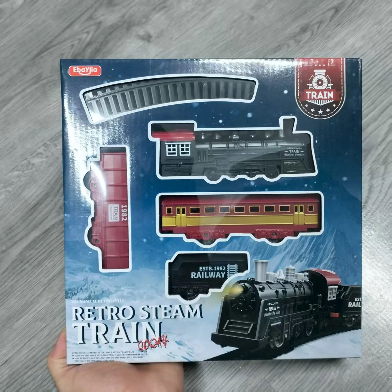 Juego de juguetes de vía de tren para niños, coches de motor clásicos retro y juegos de juguetes de tren de vía larga con luces, juguetes ideales para niños