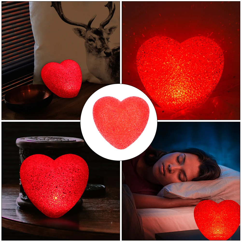 

2 Pcs Heart Shaped Night Lights Red Grain Design Cute Lamp Bedroom Living Room Garden Terrace Balcony Low Power