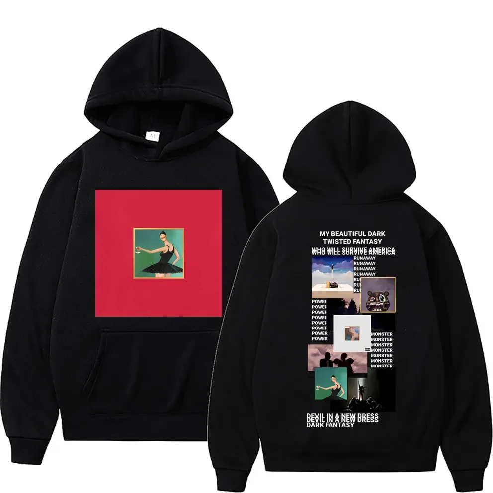 Rapper Kanye West My Beautiful Dark Twisted Fantasy Cover Hoodie Men Hip Hop Casual Hoodies Donda The College Dropout Sweatshirt