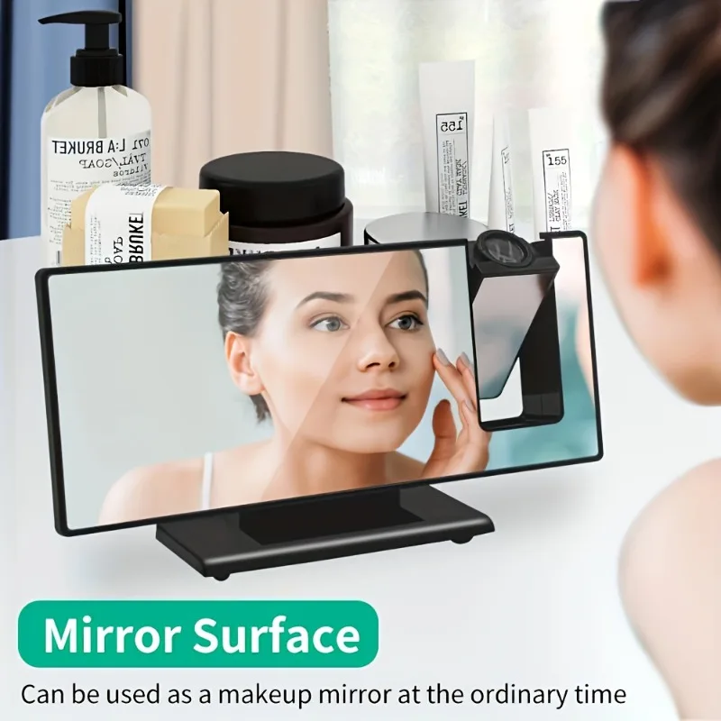 180° Adjustable LED Projection Alarm Clock with Snooze 12/24H Temperature Display and Mirror Design USB Powered for Bedroom Home