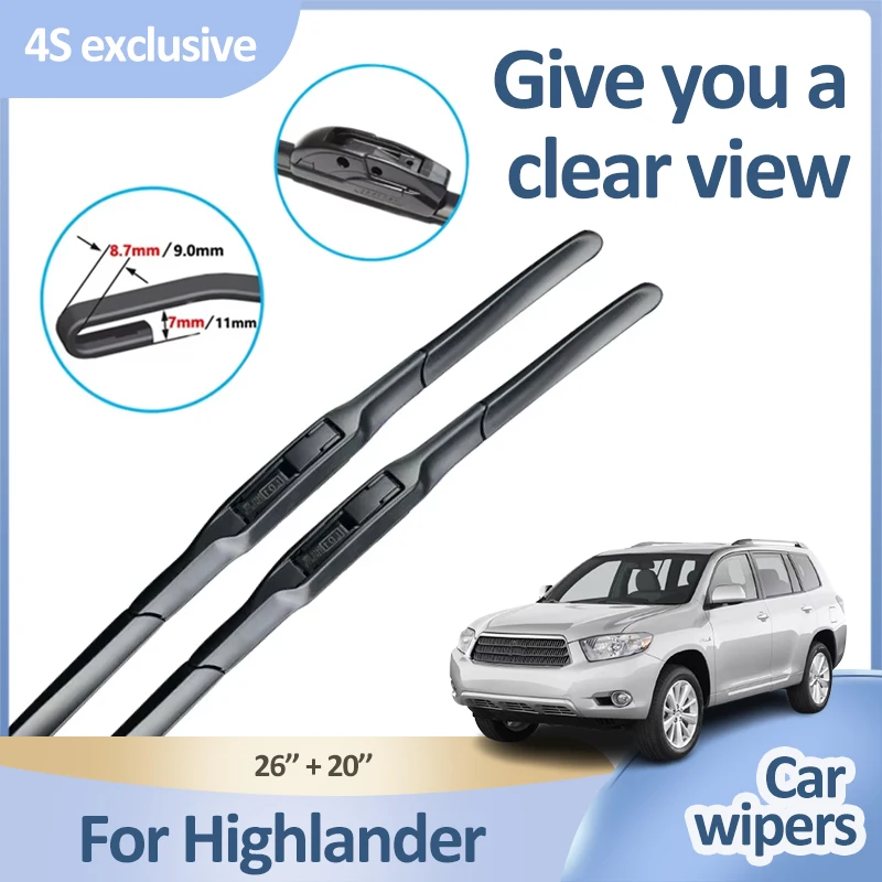 Car Wiper Blade For Toyota Highlander XU40 XU50 Kluger 2008~2018 2017 2016 Rubber Wiper Blades Front Windshield Car Accessories