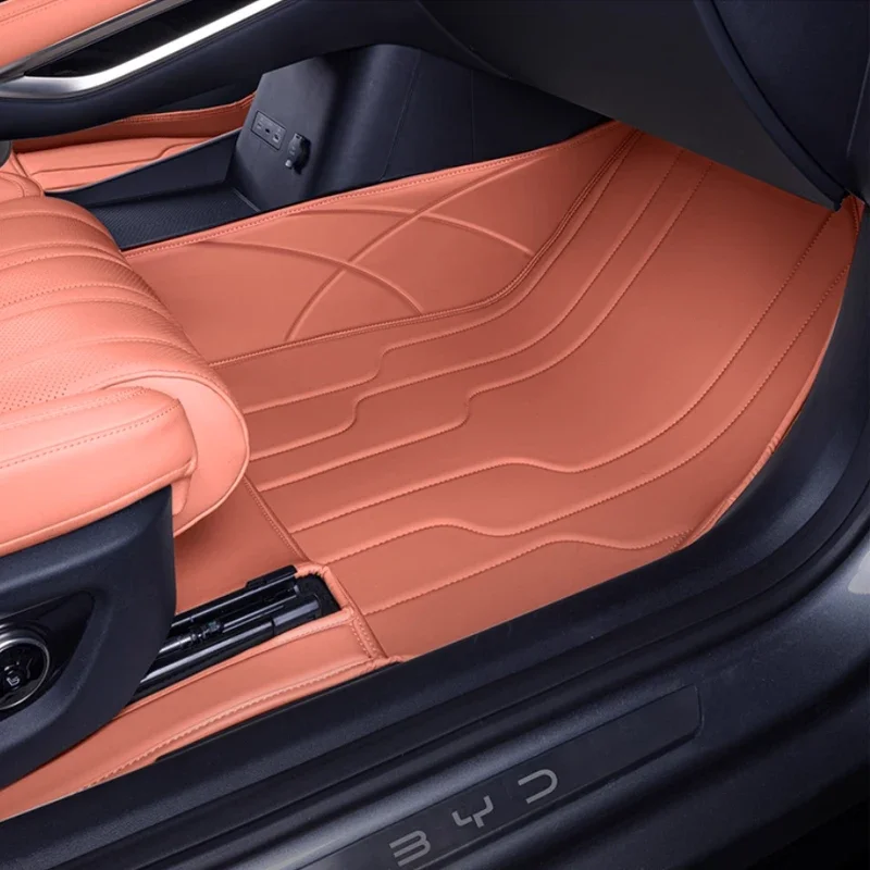 Niestandardowa skórzana mata ochronna na podłogę samochodu z nappa, antypoślizgowa, luksusowa, do BYD SEALION 7 EV 2024-obecnie, wodoodporna podkładka podłogowa, akcesorium.