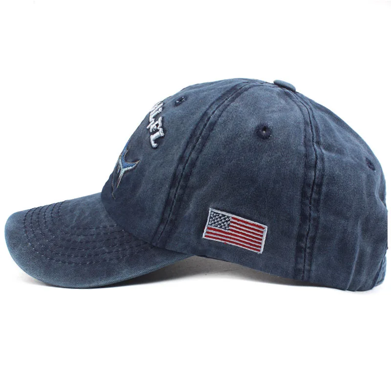 Baseball Cap High Quality Washed Cotton Hats For Men and Women Spring and Summer Casual Embroidered Shark Cap