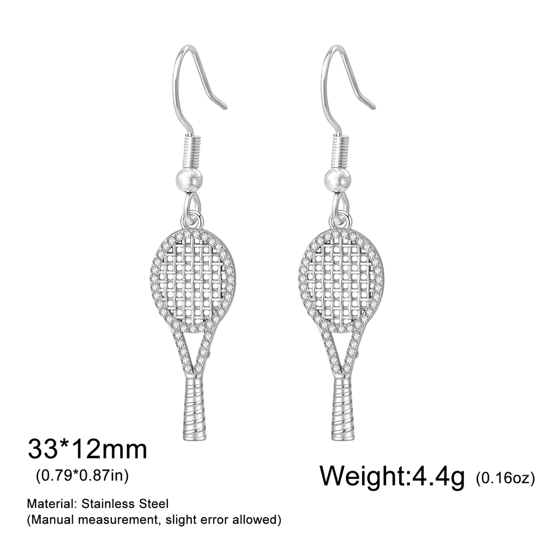 Eueavan Zirkon Tennisschläger Ohrhänger Edelstahl Minimalistisch 18K Vergoldete Ohrringe für Frauen Sport Schmuck Geschenk – Detail 14