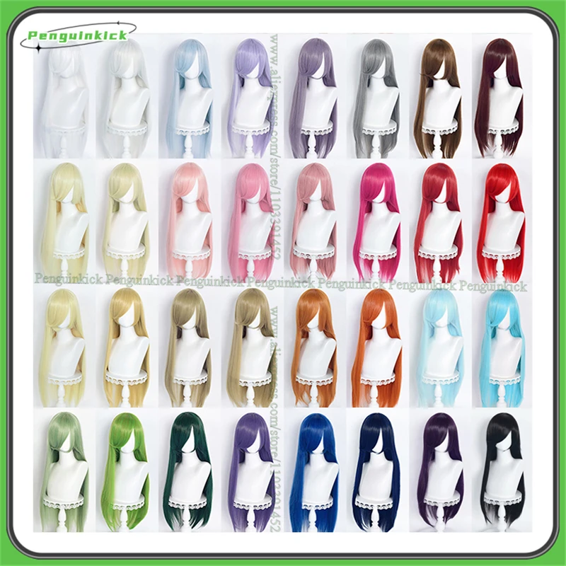 80cm Cosplay Synthetic Wig Long Straight Bangs Basic Hair Comic Game Anime Role-play Black Multi-color Heat Resistant Base Wigs