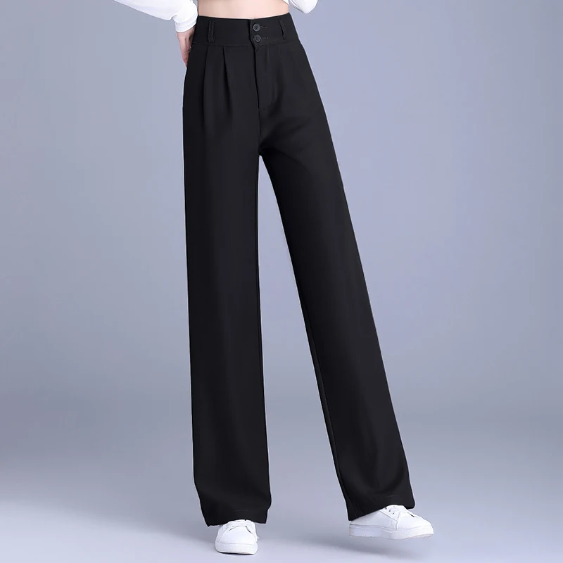 2025 Spring Autumn Women's Trousers High Waist Wide Leg Pants Slim Straight Women Clothing New Korean Fashionable Suit Trousers