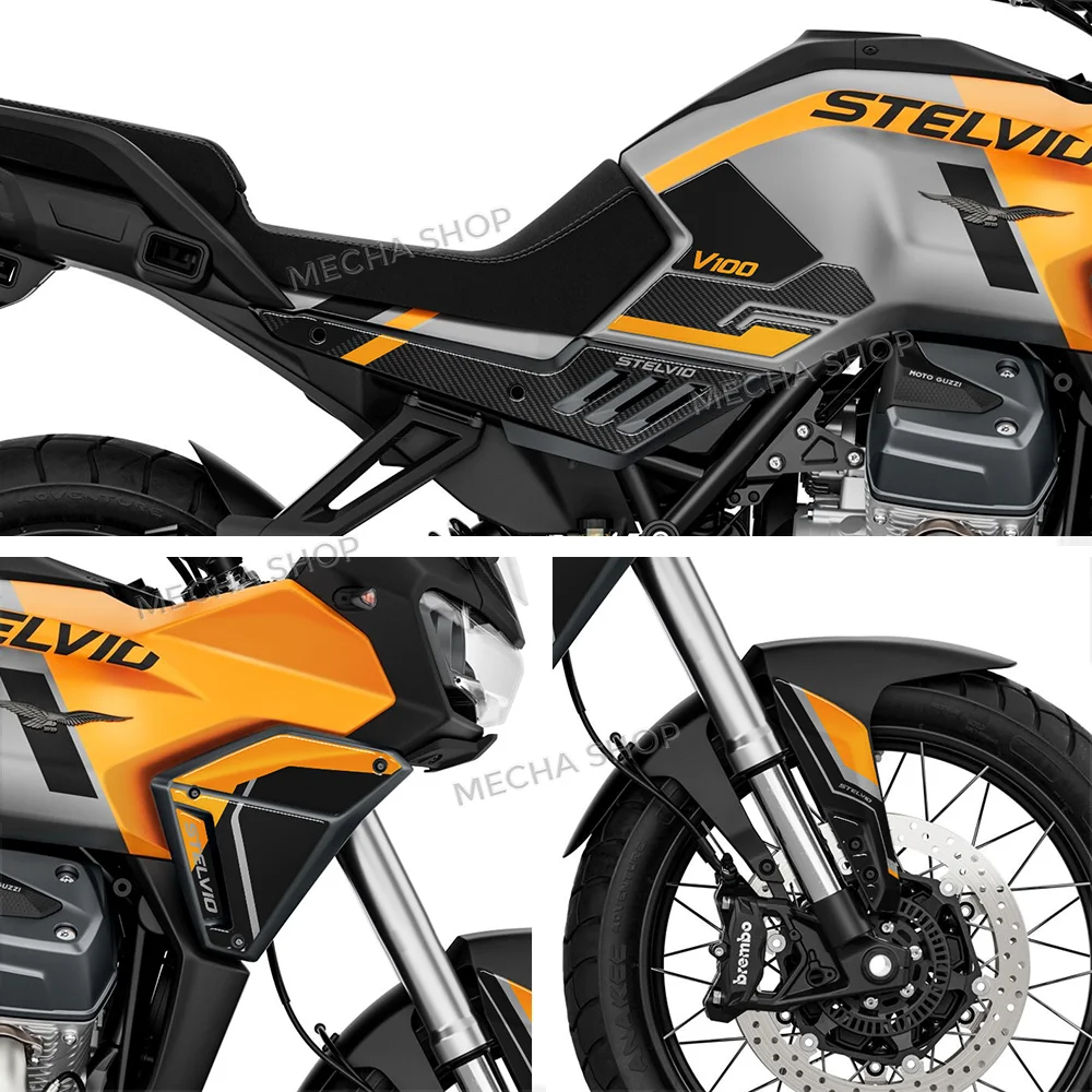 Kit de pegatinas de resina 3D para almohadilla de depósito, protección de tapa de combustible para Moto Guzzi Stelvio V100 2024 2025 2026