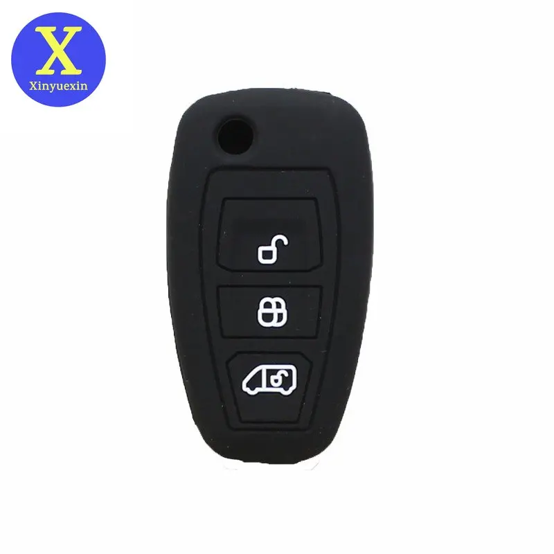 Xinyuexin Silicone Remote Key Cover for Ford Tourne Transit /Transit Custom 2015 2016 3 Button Protection Holder Car Accessories