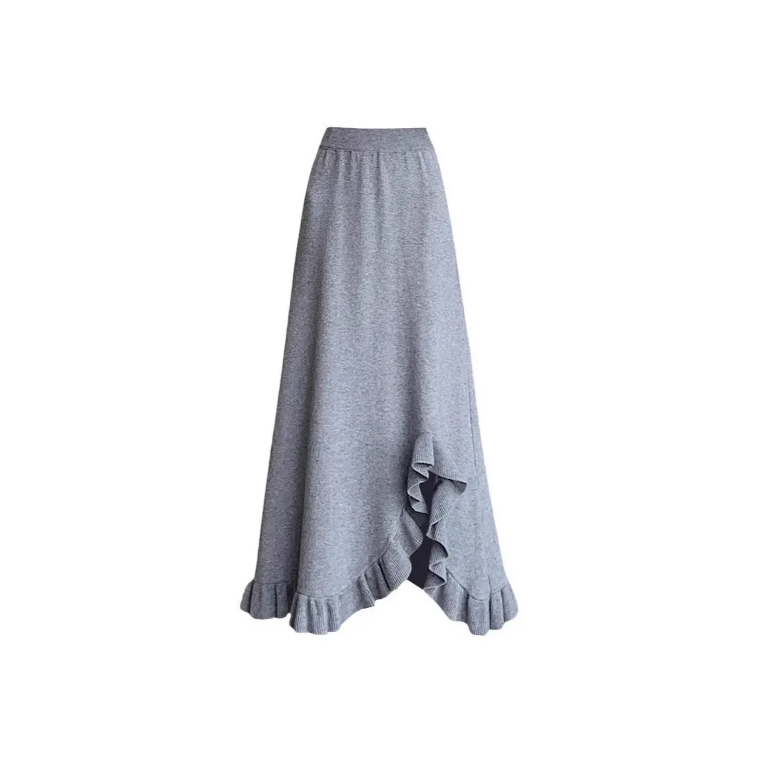 

Half Length Skirt for Women, Mid Length, 2026 Autumn and Winter High Waisted A-line Skirt, Loose Slit Fishtail Skirt