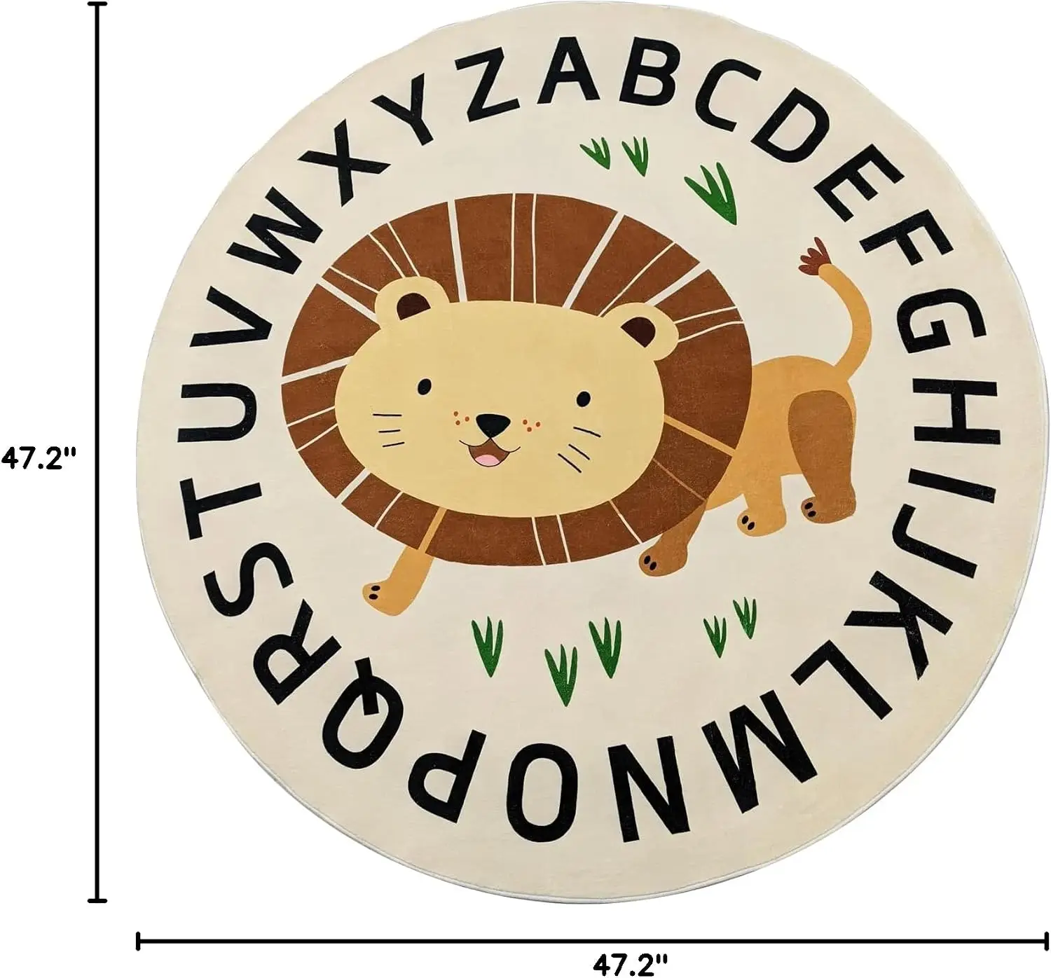 Kindergarten ABC Learning Mat Foam Round Kids Play Rug Educational Mat for Toddlers Nursery Room Decor Lion Design Toy Floor Car