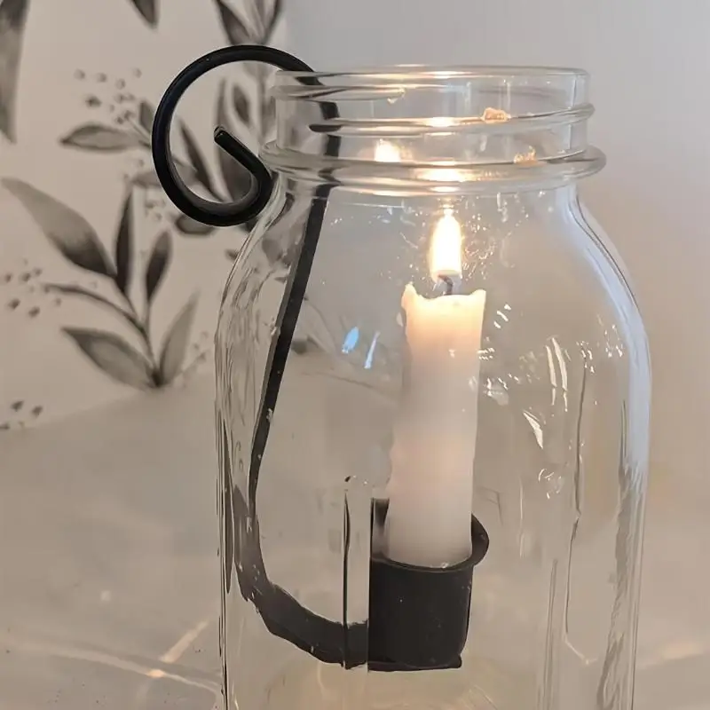 {NN72} 1/2 Pcs Vintage Iron Art Jar Candle Holder Rustic Farmhouse Wall Mount Metal Jar Candle Insert Display Rack