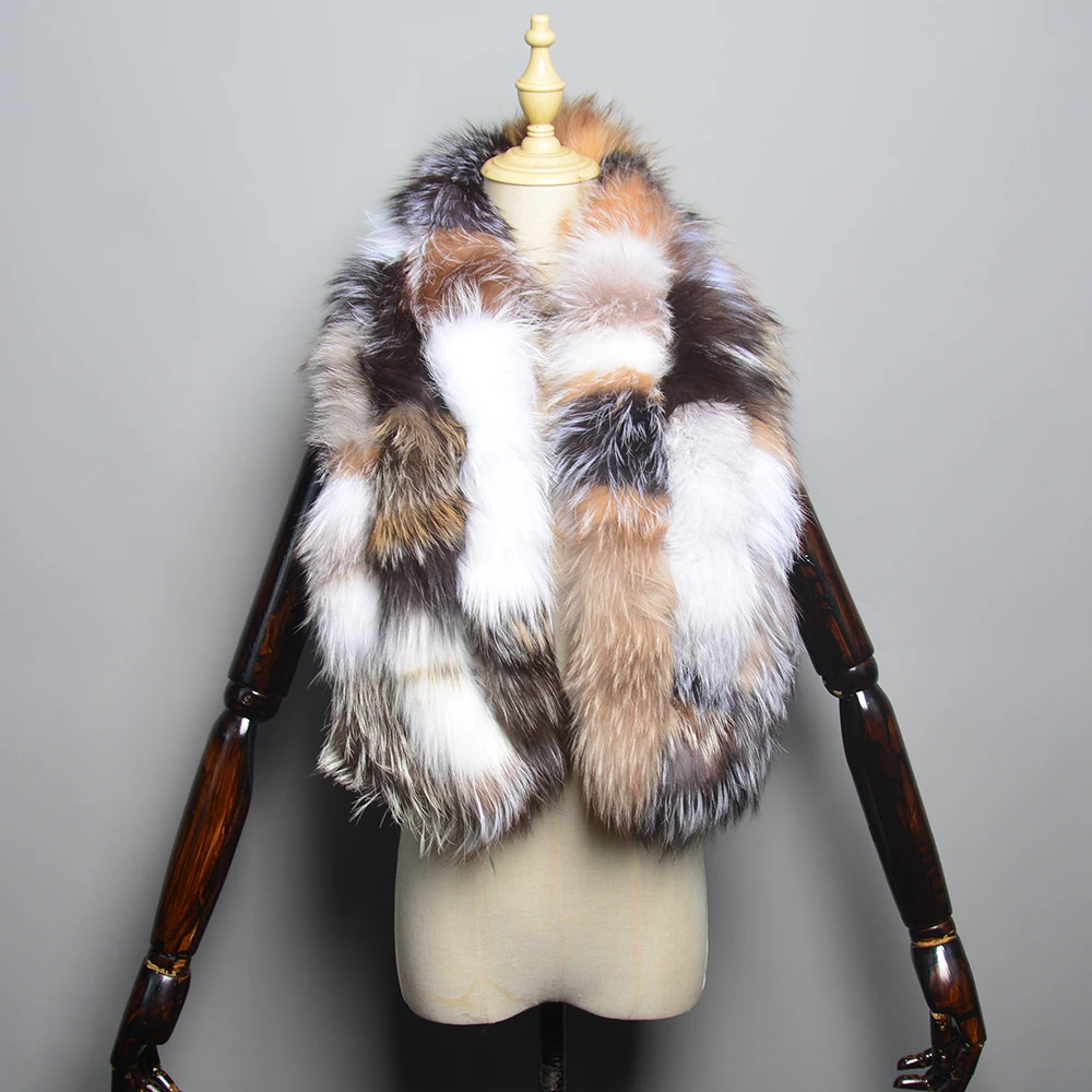 2024 Winter Lady Natural Luxury Real Fox Fur Scarf Full Pelt Warm Soft 100% Genuine Fox Fur Scarves Shawl Women Real Fur Muffler