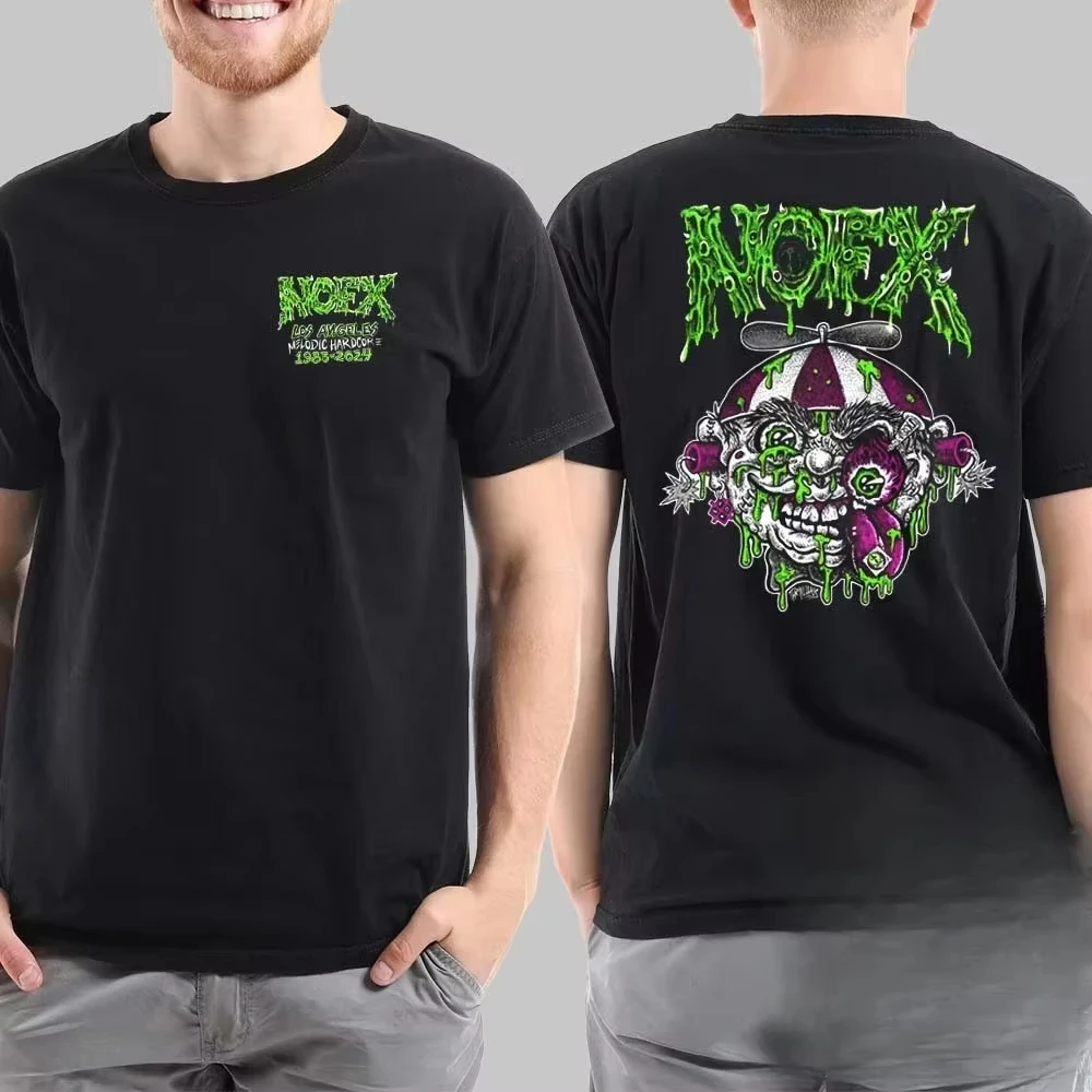 Must-Have Unisex Vintage Loose Cropped Streetwear T-Shirt with NOFX Rock Band Print for Summer Daily Casual Fashion T-shirt