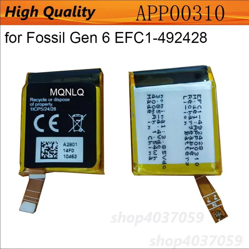 

APP00310 Battery for Fossil Gen 6 EFC1-492428 400mAh Rechargeable Bateria New Replacement