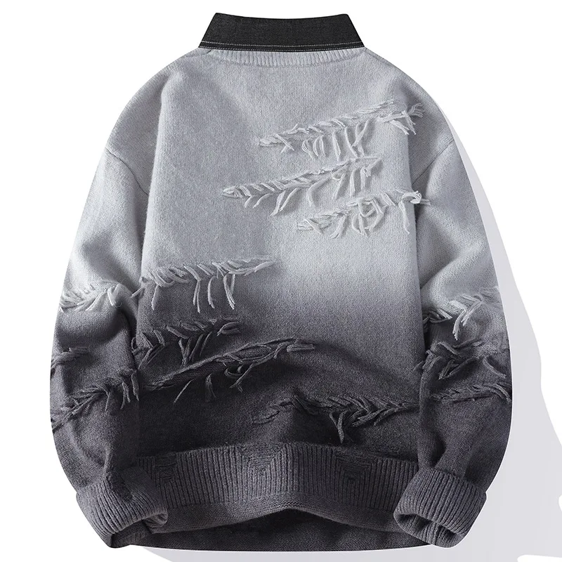 Men's Casual Knitted irt Collar Sweater Autumn Winter New Sle Basic Layering Top Loose Fit Long Sve Fiber Blend