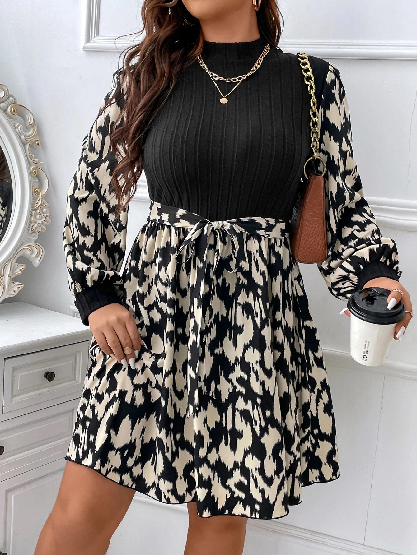 Abiti stampati casual da donna oversize eleganti alla moda taglie forti