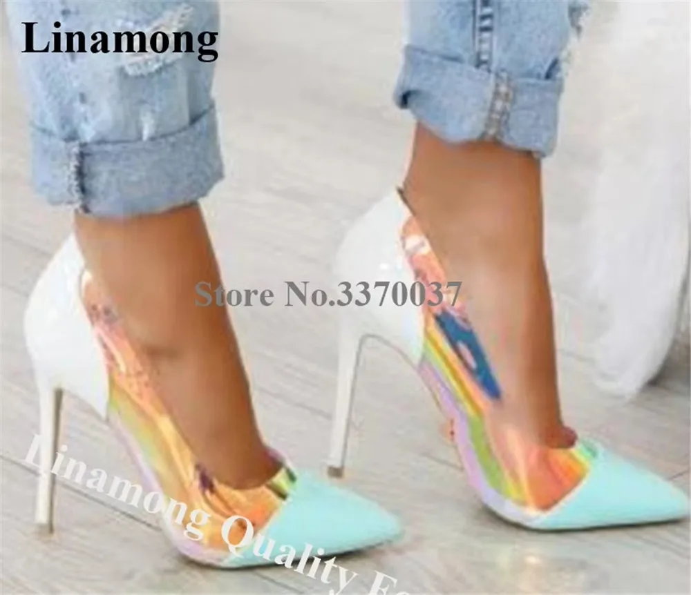 

Linamong туфли-лодочки на шпильке из прозрачного ПВХ с острым носком, прозрачные свадебные туфли из лакированной кожи на высоком каблуке 8 см, 10 см, 12 см