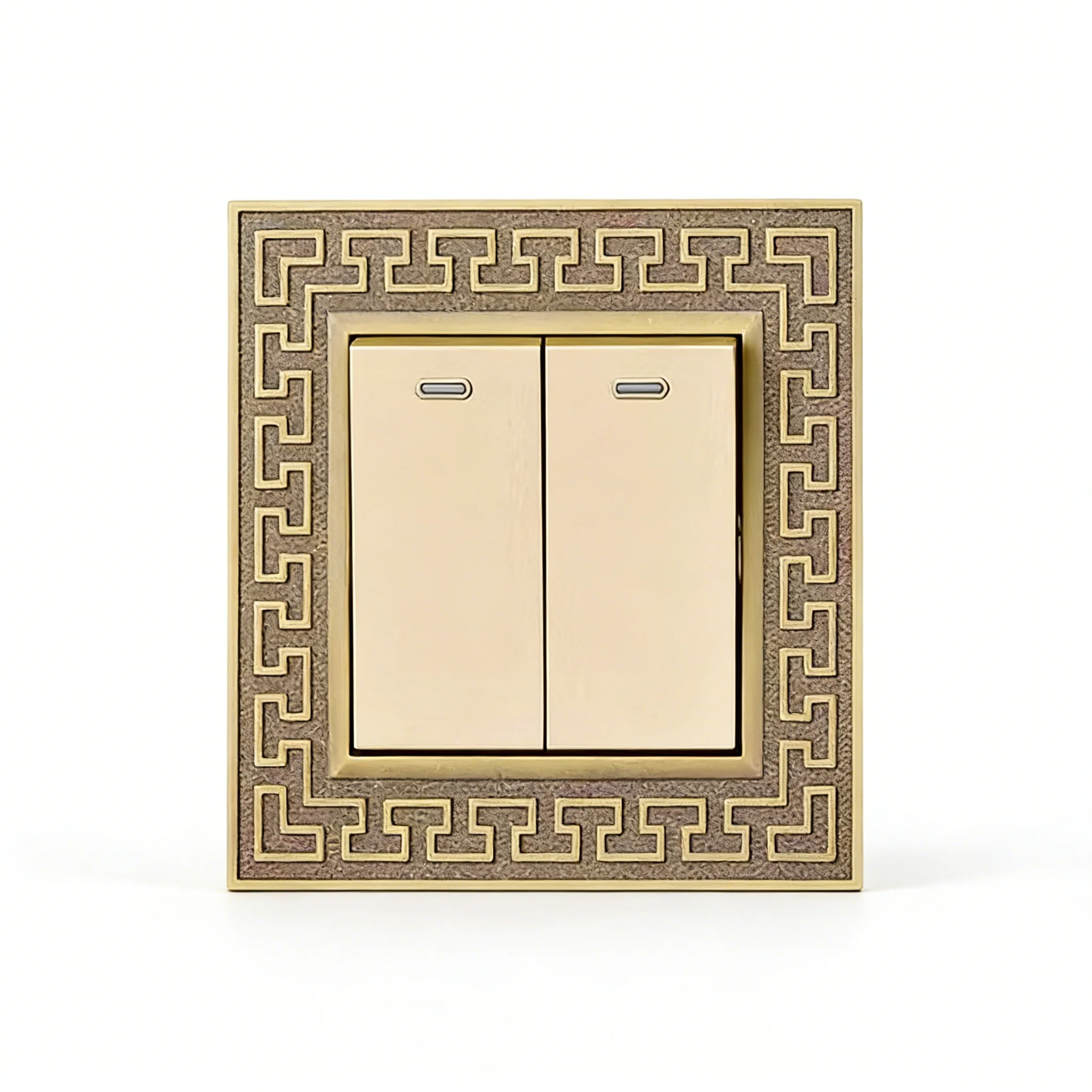 Interrupteur mural 3 voies en laiton bronze antique, style français EU vintage, cadre en alliage de zinc mat, prises de courant rondes, interrupteur à levier rétro