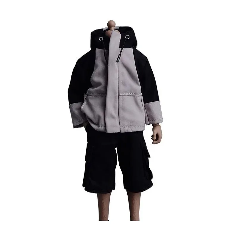 1/12 Scale Male Soldier Mountaineering Hooded Zipper Charge Clothes Model for 6-inch Action Figures BJD Body Decoration