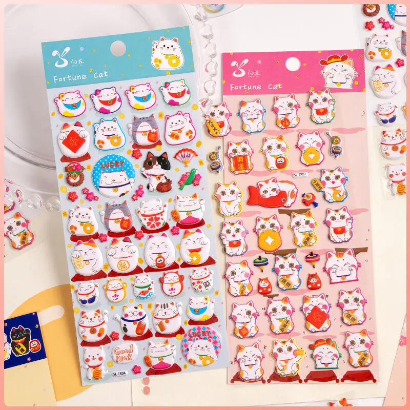 Japanese Lucky Cat Prayer bubble cotton 3D Stickers handmade puzzle reward sticker phone case photo album decoration sticker toy